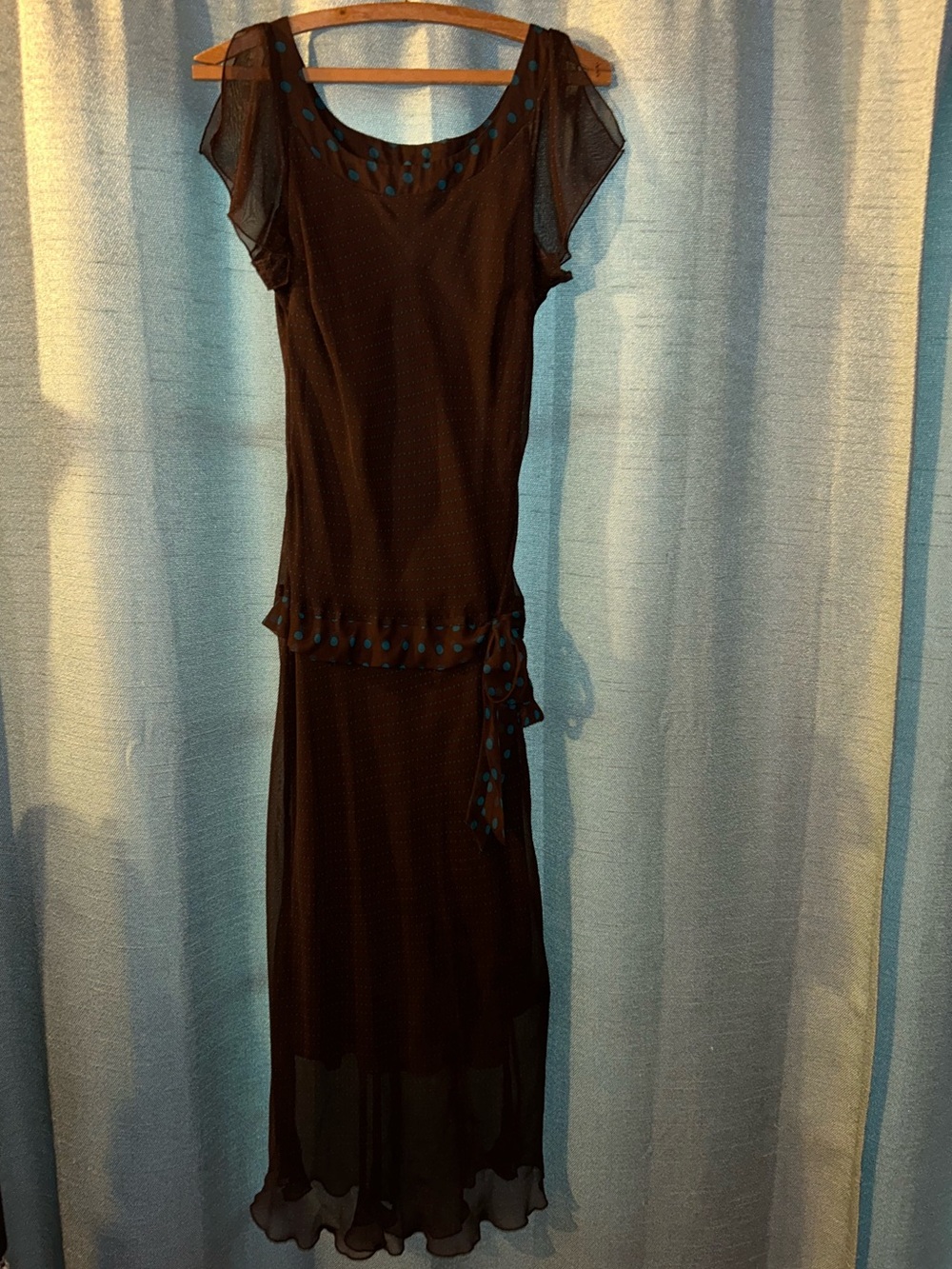 Believe brown Dress with polka dots Y2K vintage 
Whimsygoth fairy